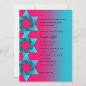 バルミツワーターコイズとデビグラデーションッドのピンクの星 招待状 (正面)