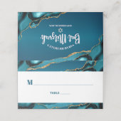 バルミツワーターコイズブルーグラデーション金ゴールドアゲートモダン プレイスカード (外部開封)