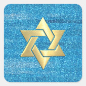 バルミツワーターコイズブルーグリッターと任意の色 スクエアシール (正面)