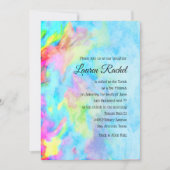 バルミツワーターコイズブルーライムピンク絞り染め 招待状 (正面)