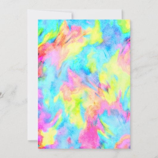 バルミツワーターコイズブルーライムピンク絞り染め 招待状 (裏面)