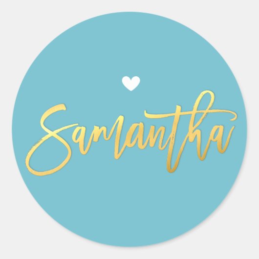 バルミツワーターコイズ金ゴールドスクリプトSAMANTHA ラウンドシール (正面)