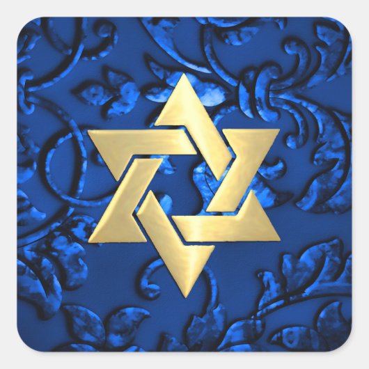 バルミツワーダークブルーダマスクと任意の色 スクエアシール (正面)