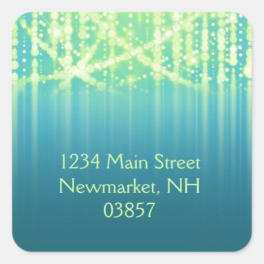 バルミツワーティール（緑がかった色）ブルーライムグリーンスパークリライト スクエアシール (正面)