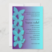 バルミツワーディメンショナルバタフライターコイズパープル 招待状 (正面)