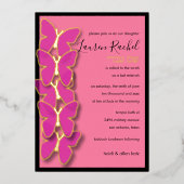 バルミツワーディメンショナル縁ど蝶 箔招待状 (正面)