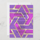 バルミツワーデビッドパープルピンクのレイヤードスター 招待状 (正面)