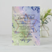 バルミツワーデリケートフローラ水彩デザイン 箔招待状 (立ち正面)