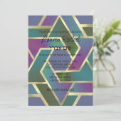 バルミツワーデヴィッド・パープルブルーのレイヤードスターズ 招待状 (スタンド正面)