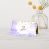 バルミツワートレンディー金ゴールドドットオンパープルウォーター色 プレイスカード (裏面)