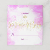 バルミツワートレンディー金ゴールドドットオンピンク水彩 プレイスカード (外部開封)