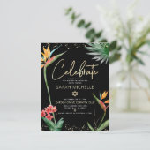 バルミツワートロピカルブラック金ゴールドフローラ水彩 エンクロージャーカード (スタンド正面)