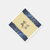 バルミツワーネイビエレガントーブルー&金ゴールドフィリグリー スタンダードカクテルナプキン (角)