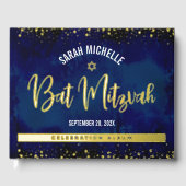 バルミツワーネイビー水彩画実在字金箔 ゲストブック (正面)