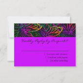 バルミツワーネオン蝶RSVPカード 出欠カード (裏面)