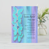 バルミツワーバタフライターコイズパープルウォーター色 招待状 (スタンド正面)