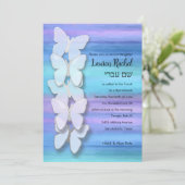 バルミツワーバタフライターコイズパープルウォーター色 招待状 (スタンド正面)