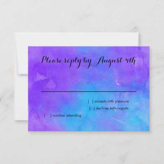 バルミツワーバタフライパープルアンドターコイズ絵を描 出欠カード (正面)