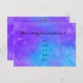 バルミツワーバタフライパープルアンドターコイズ絵を描 招待状 (正面/裏面)