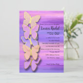 バルミツワーバタフライピンクパープルウォーター色 招待状 (スタンド正面)