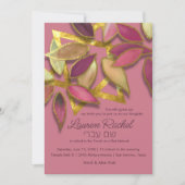 バルミツワーバラブルゴーニュ水カラー花びらスター 招待状 (正面)