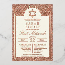 バルミツワーバラ金ゴールドスターオブデイヴィッドグラムバラ金ゴールド 箔招待状