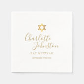 バルミツワーバー(ユダヤ教の)バル・ミツバー金ゴールドスターオブデイビッド スタンダードカクテルナプキン (正面)