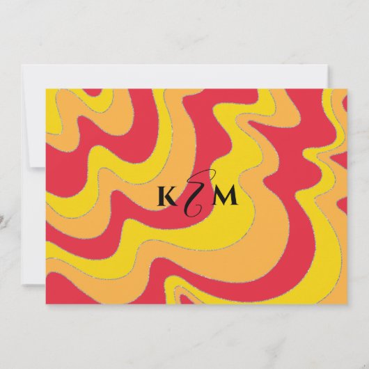 バルミツワーバー(ユダヤ教の)バル・ミツバー銀色ウェーブズ招待状 招待状 (裏面)