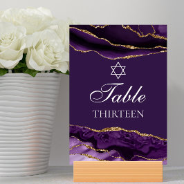 バルミツワーパーティーパープル金ゴールド星ダビデ テーブルナンバー