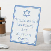 バルミツワーパーティーライトブルースターオブデイビッド 台座サイン (インサイチュ)