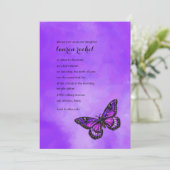 バルミツワーパープルグリッターバタフライウォーター色 招待状 (スタンド正面)