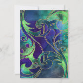 バルミツワーパープルグリーンウォーター金ゴールドアクセント 招待状 (裏面)