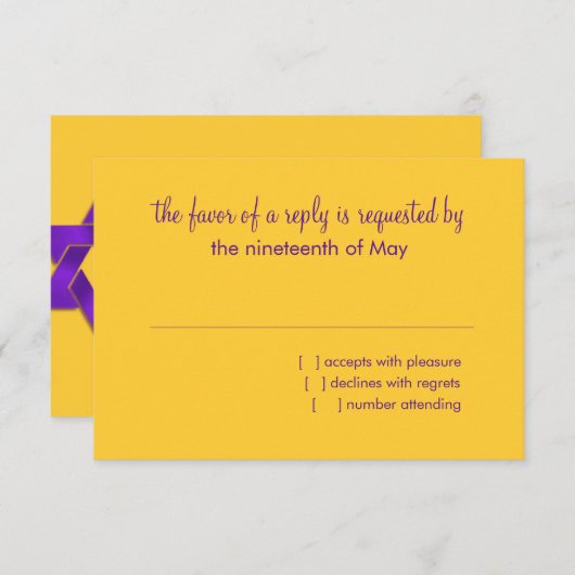 バルミツワーパープルグリーンスターズOn Any Color 出欠カード (正面/裏面)