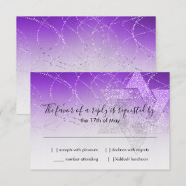 バルミツワーパープルスターの輝きRSVPカード 出欠カード