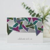 バルミツワーパープルティール（緑がかった色）の星ダビデの任意の色 招待状 (スタンド正面)