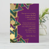 バルミツワーパープルティール(緑がかった色)の星ダビデの任意の色 招待状 (スタンド正面)