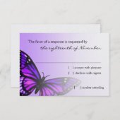 バルミツワーパープルバタフライRSVP 出欠カード (正面/裏面)