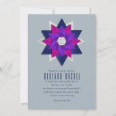バルミツワーパープルピンクのネイビースターフラワー 招待状 (正面)