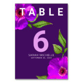 バルミツワーパープルピンクフローラ水彩モダン テーブルナンバー (裏面)