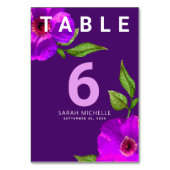 バルミツワーパープルピンクフローラ水彩モダン テーブルナンバー (正面)