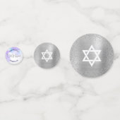 バルミツワーパープル水彩銀箔スクリプト コンフェッティ (裏面)