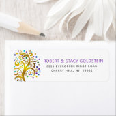 バルミツワーパープル金ゴールドツリーオライフ差出人住所 ラベル (インサイチュ)