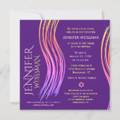 バルミツワーパープル&ピンク祈りの言葉ショール 招待状 (正面)