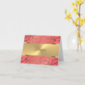 バルミツワーピンクと金ゴールドの映画の渦巻き カード (黄色い花)