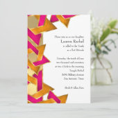 バルミツワーピンクオレンジ色のデイビッドの星Any Color 招待状 (スタンド正面)