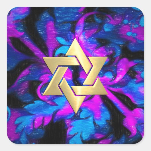 バルミツワーピンクターコイズとブラックアカンサス スクエアシール (正面)