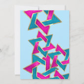 バルミツワーピンクターコイズスター・オブ・デイビッド 招待状 (裏面)