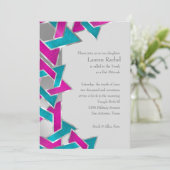 バルミツワーピンクターコイズスター・オブ・デイヴィッドAny Color 招待状 (スタンド正面)