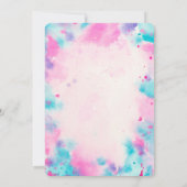 バルミツワーピンクパープルウォーターカラー金ゴールドスクリプト 招待状 (裏面)