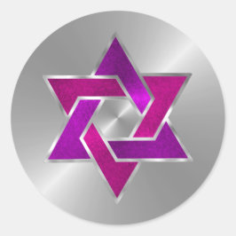 バルミツワーピンクパープル星のデイビッドの任意の色 ラウンドシール